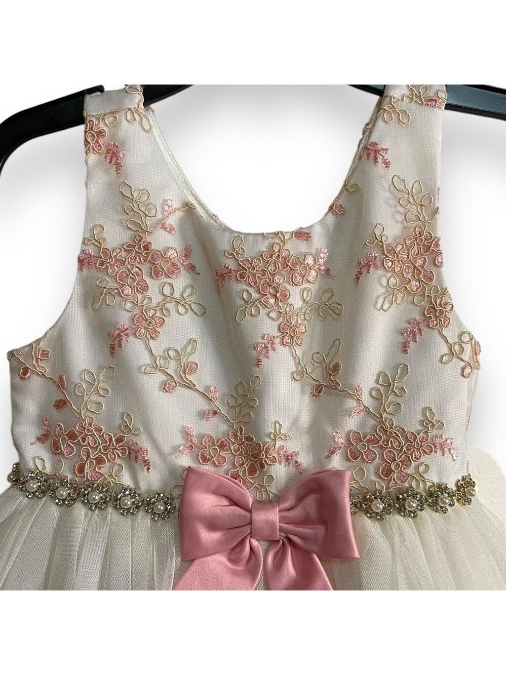 AMERICAN Princess Pink Embroidered Floral Tulle Party Formal Dress Girls Size 2T - Picture 3 of 6
